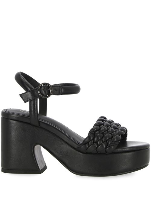 Black sandals with braided strap Ash | OAK01FOULARD BLACK